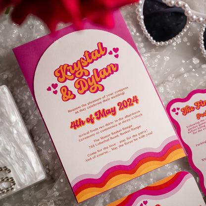 Vivid Vibes Arch and Wave Wedding Invitation Suite