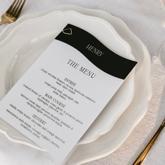 Cherished Menu  / Wedding or event Place Cards and Menus