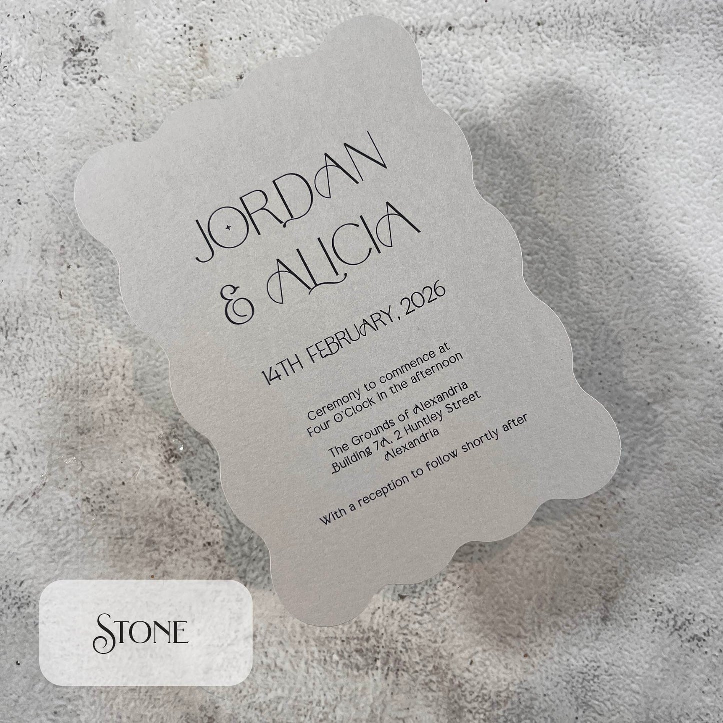 Wave Die Cut Wedding Invitation Wavy Stone