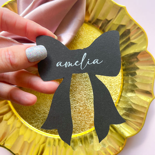 Bow Shape Place Card - choose your colour - choose your font