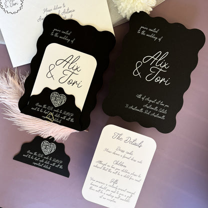 Precious Wavy Wedding Invitation Layered Set