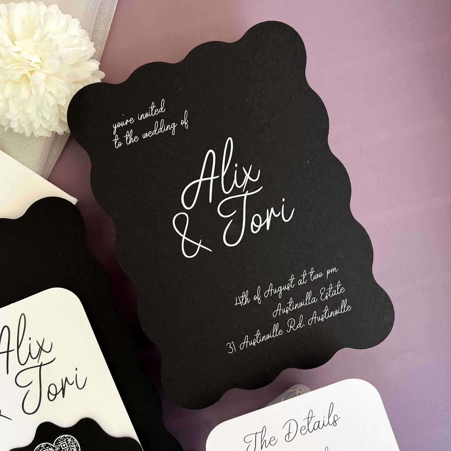 Precious Wavy Wedding Invitation Layered Set