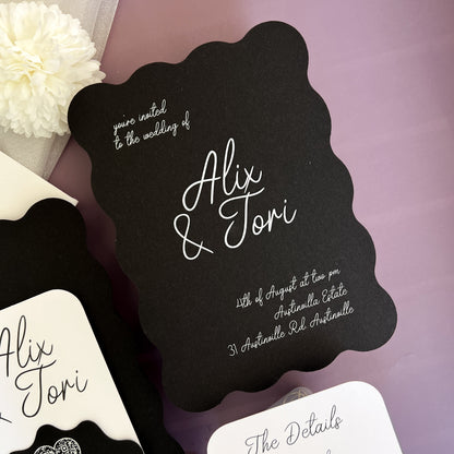 Precious Wavy Wedding Invitation Layered Set