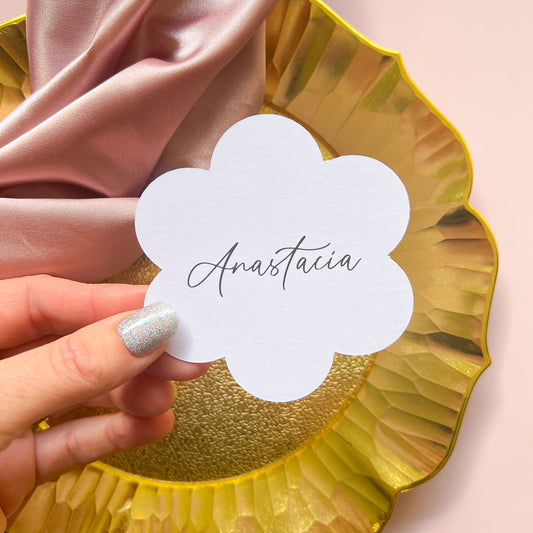 Flower Shape Place Card - choose your colour - choose your font