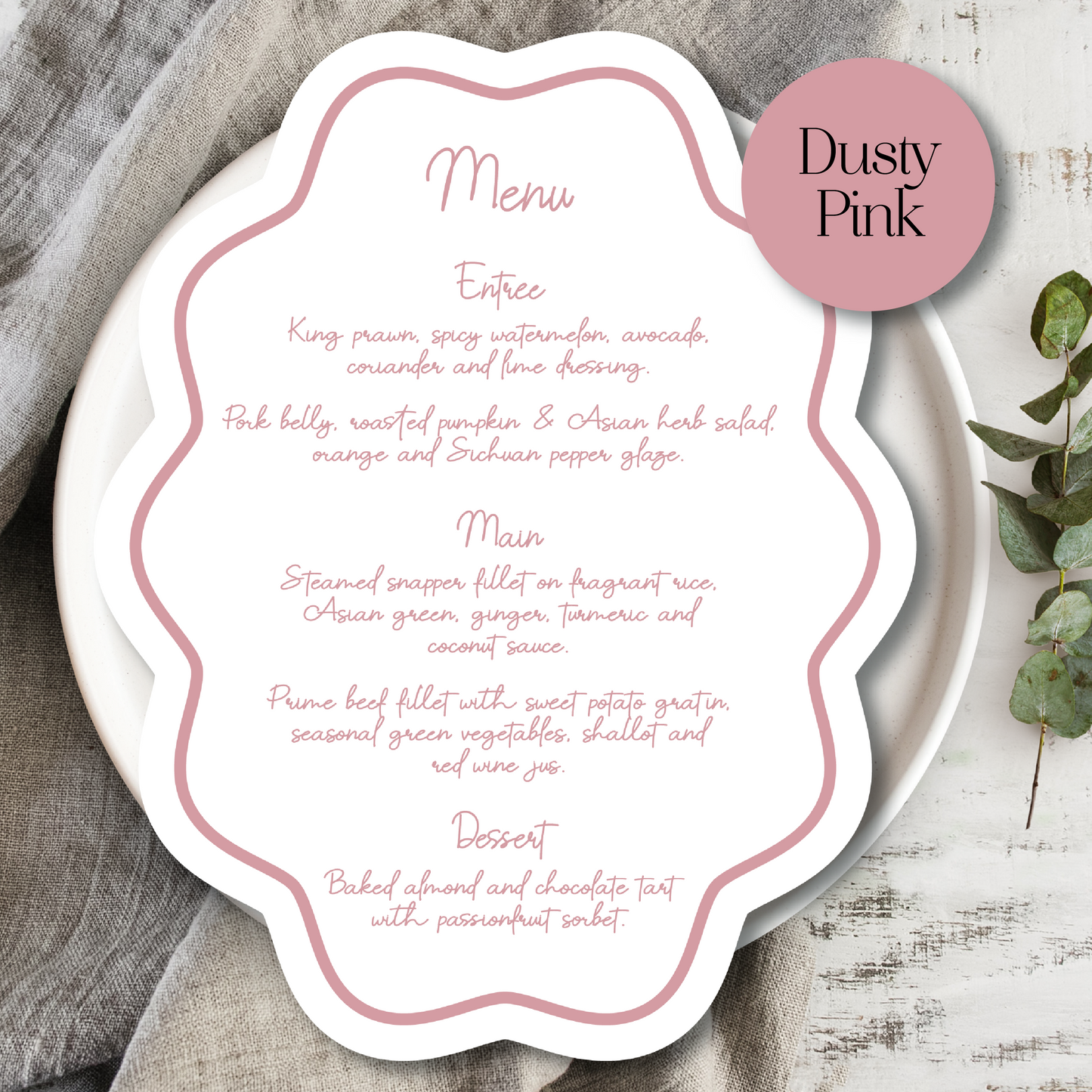 Playful Wavy Edge Oval Wedding Menu