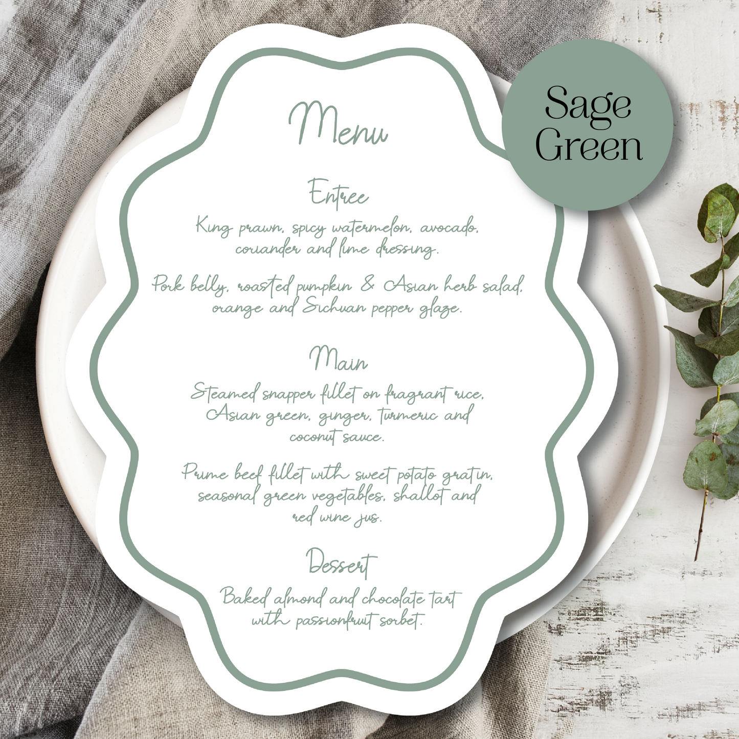 Playful Wavy Edge Oval Wedding Menu