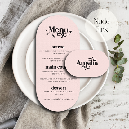 Stardust menu and place card set