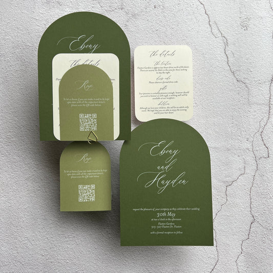 Timeless Arch Wedding Invitation Set Green