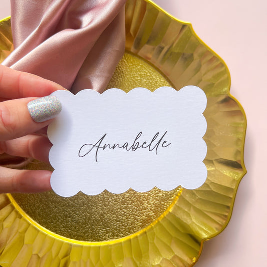 Scallop Place Card - choose your colour - choose your font