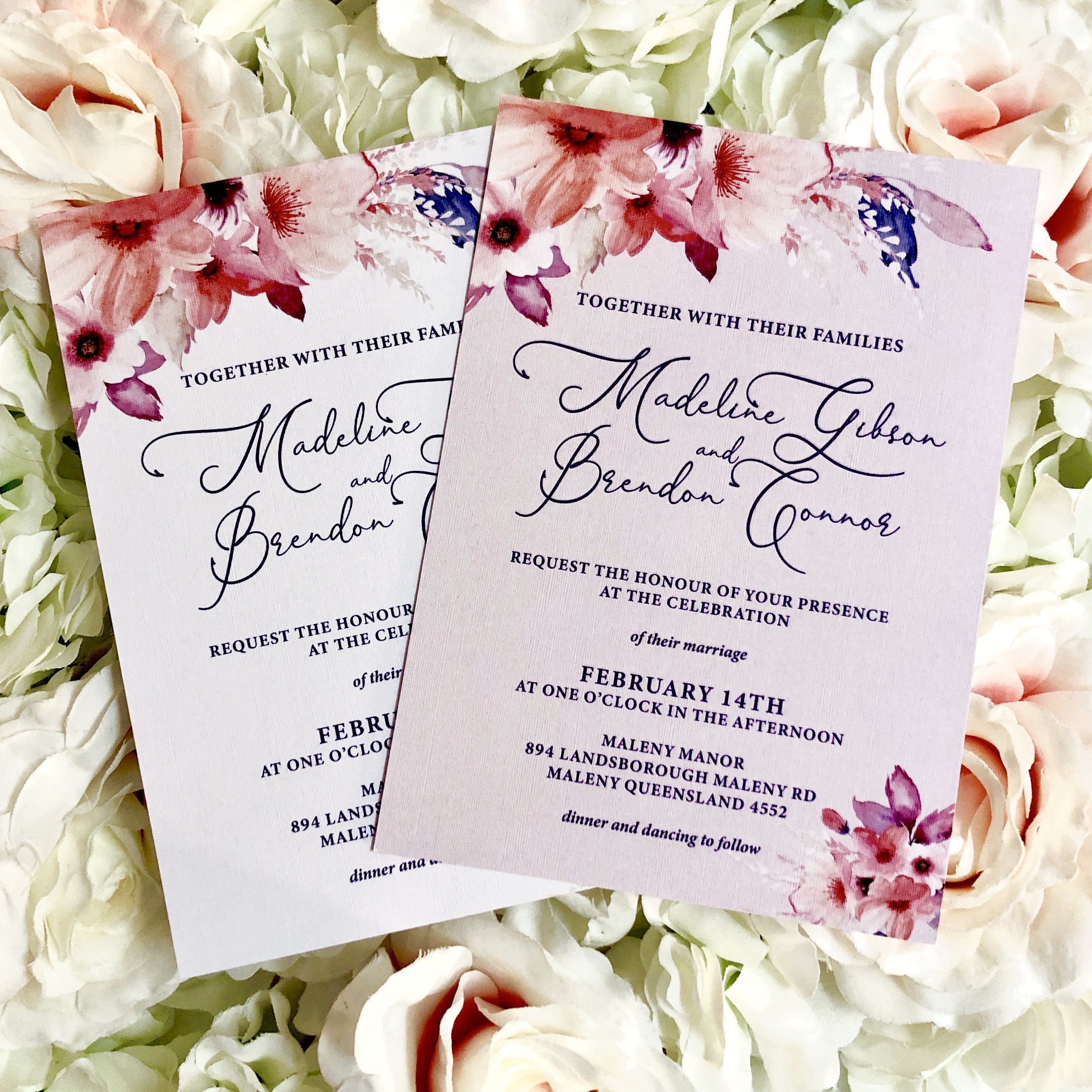 Floral Wedding Invitation Suite | Glitzy Prints Australia